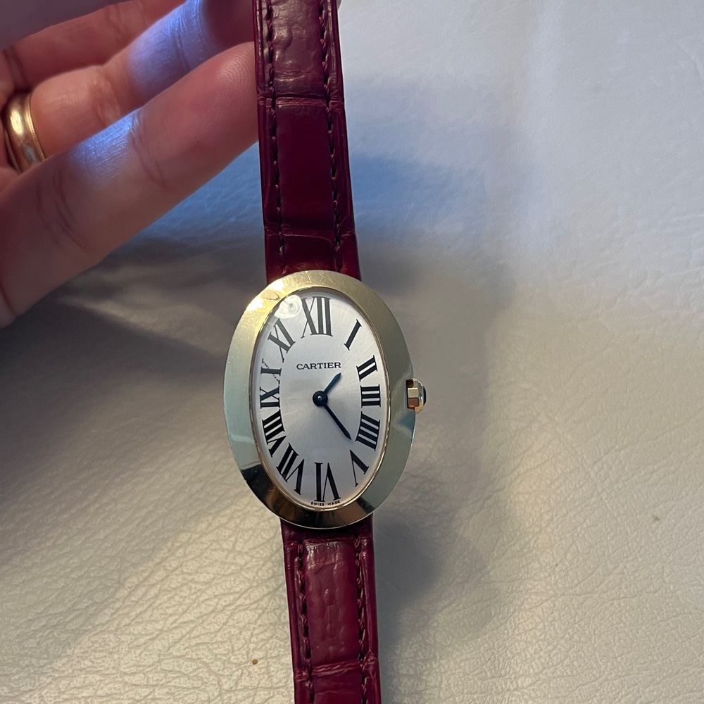 Cartier Gold Baignoire Watch on Leather Strap